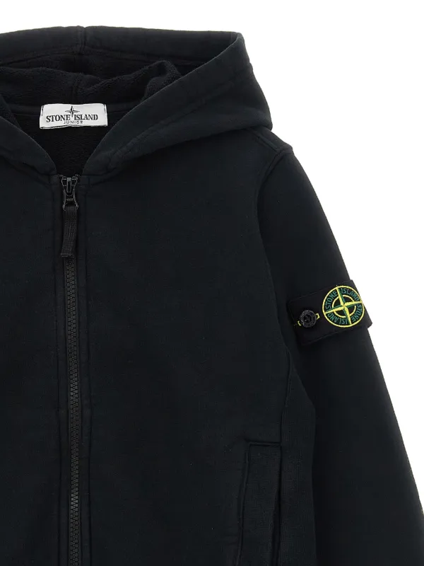 Stone Island Junior ジップアップ パーカー | ブラック | FARFETCH JP