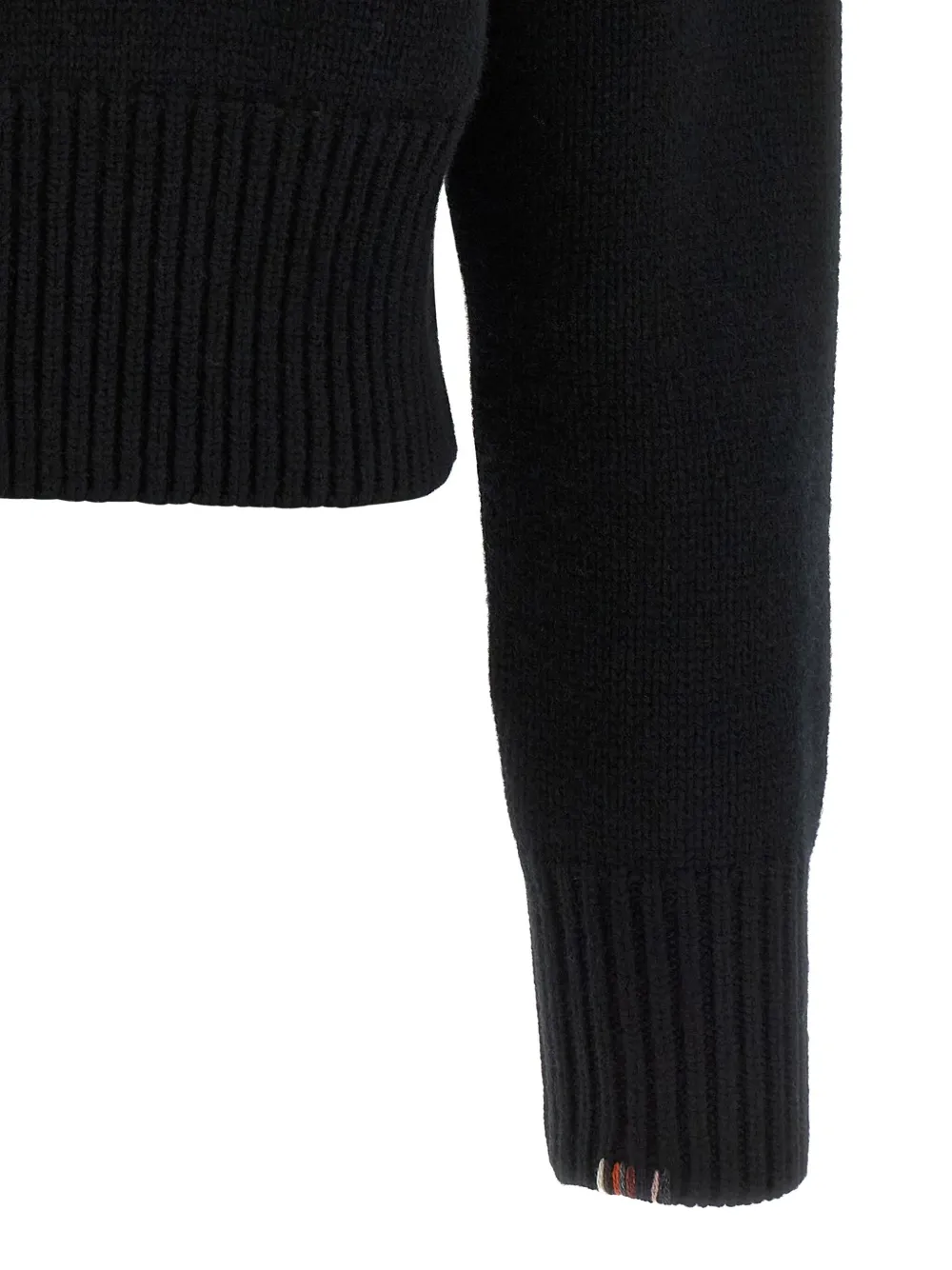 Extreme Cashmere Tailored Blue Zip Cardigan With High Collar And Ribbed Cuffs In Black