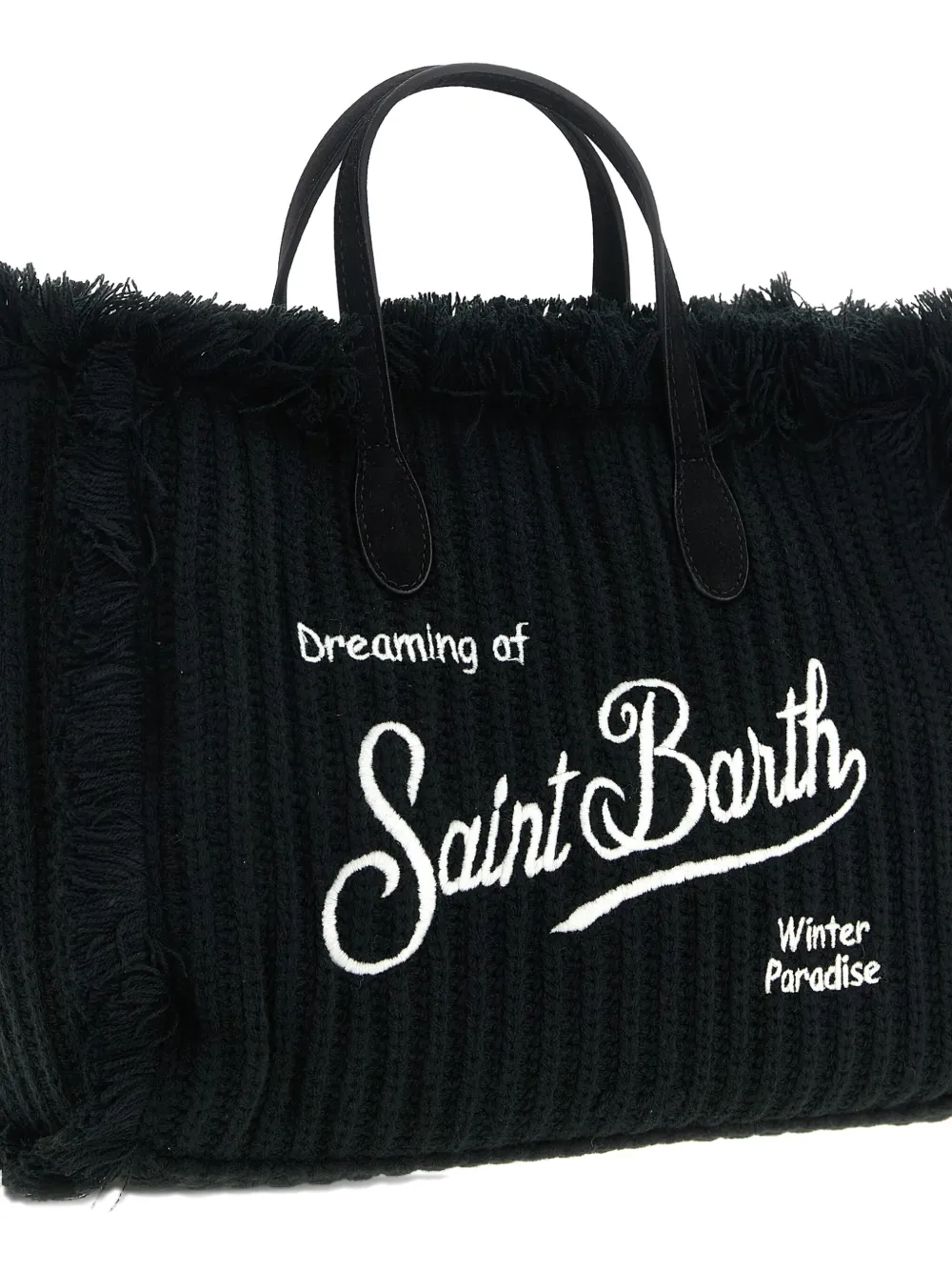 Mc2 Saint Barth Colette Wool Rib Bag With Embroidery In Black