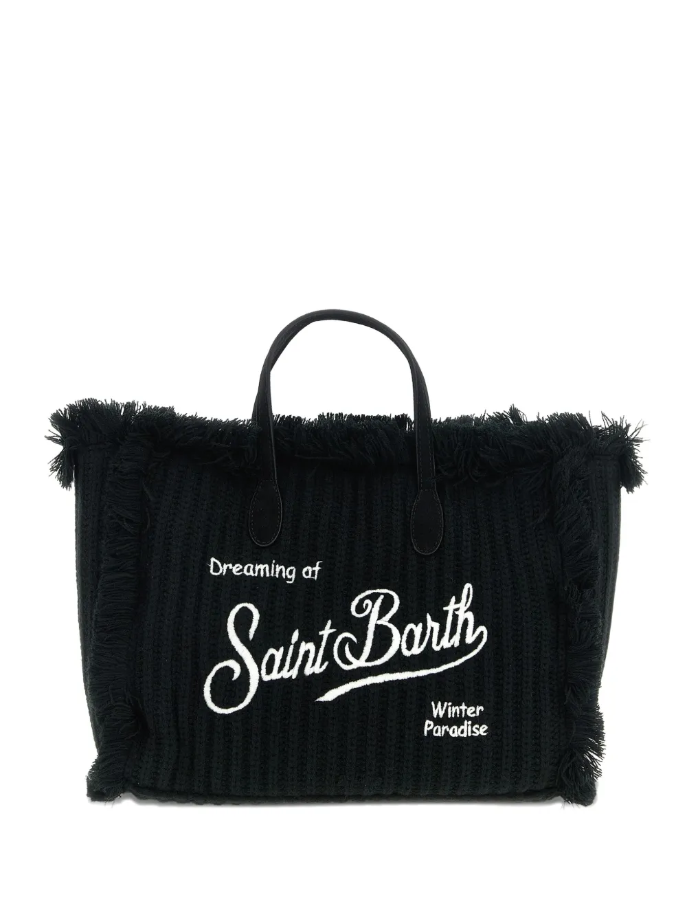 Mc2 Saint Barth Colette Wool Rib Bag With Embroidery In Black