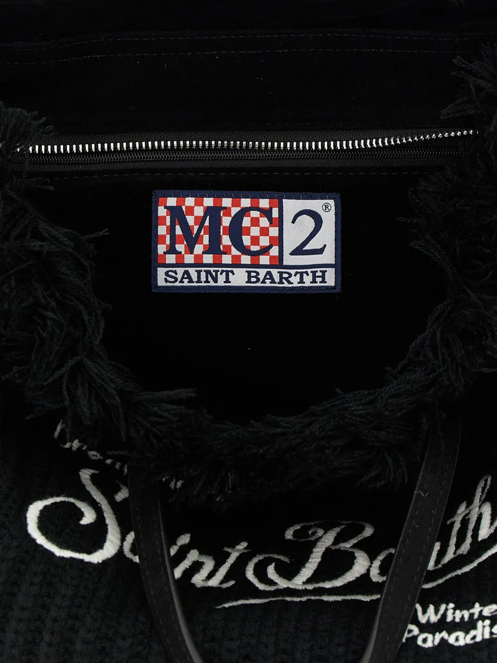 Mc2 Saint Barth Colette Wool Rib Bag With Embroidery In Black