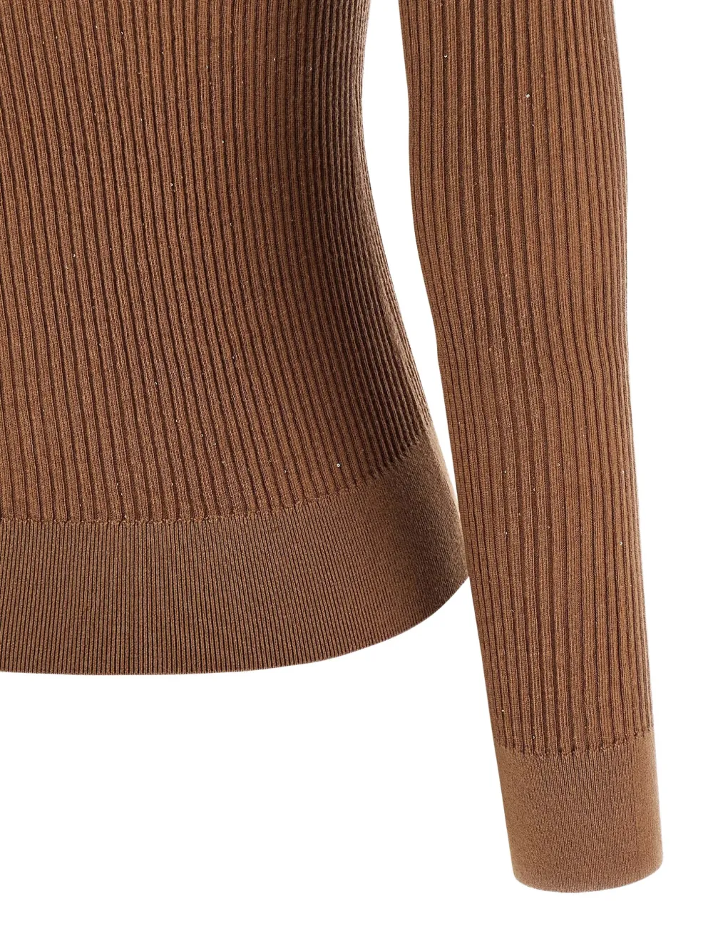 Max Mara Marabu Sequin-embellished Ribbed Sweater In Brown
