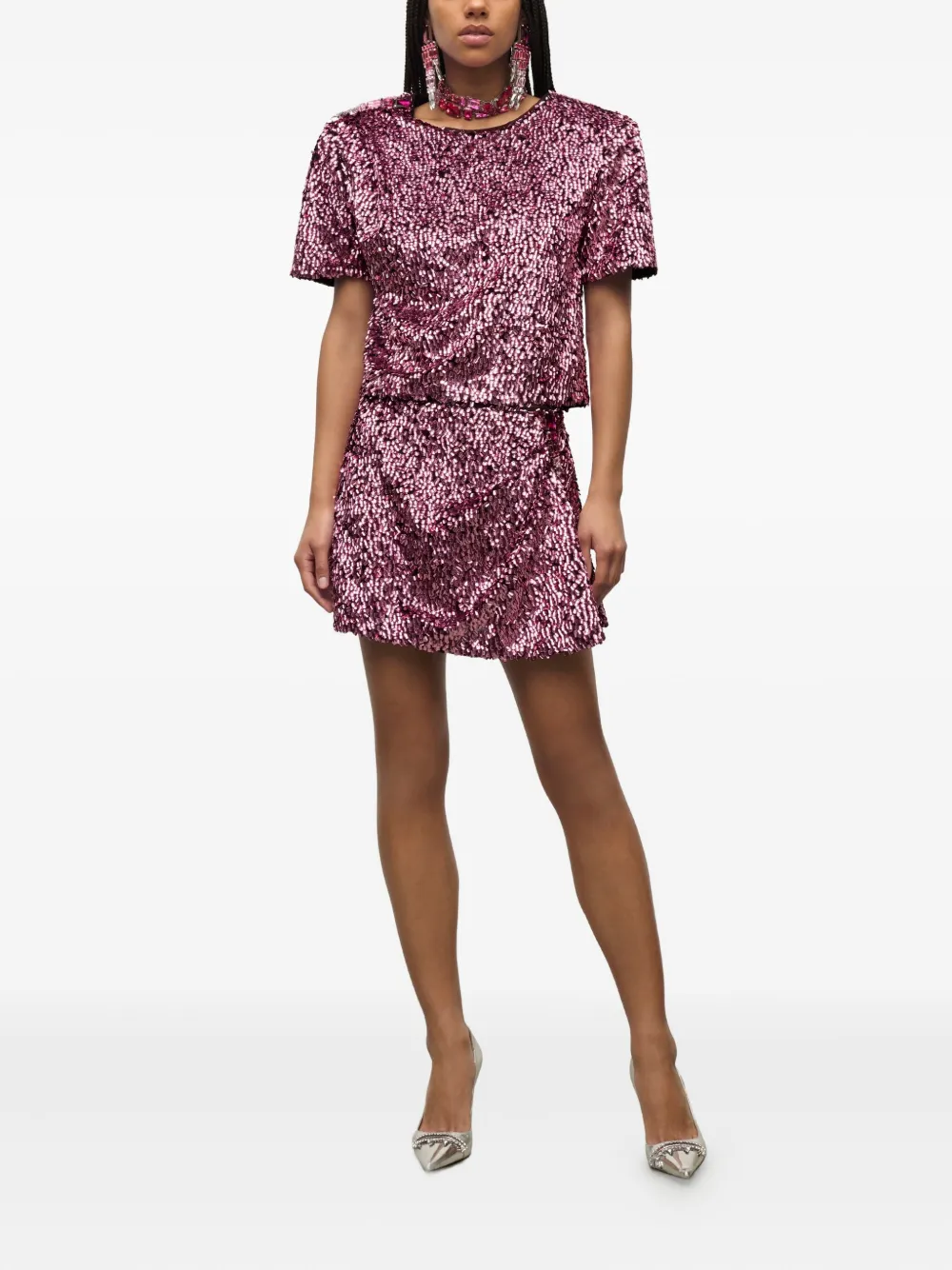 AREA sequin top - Roze