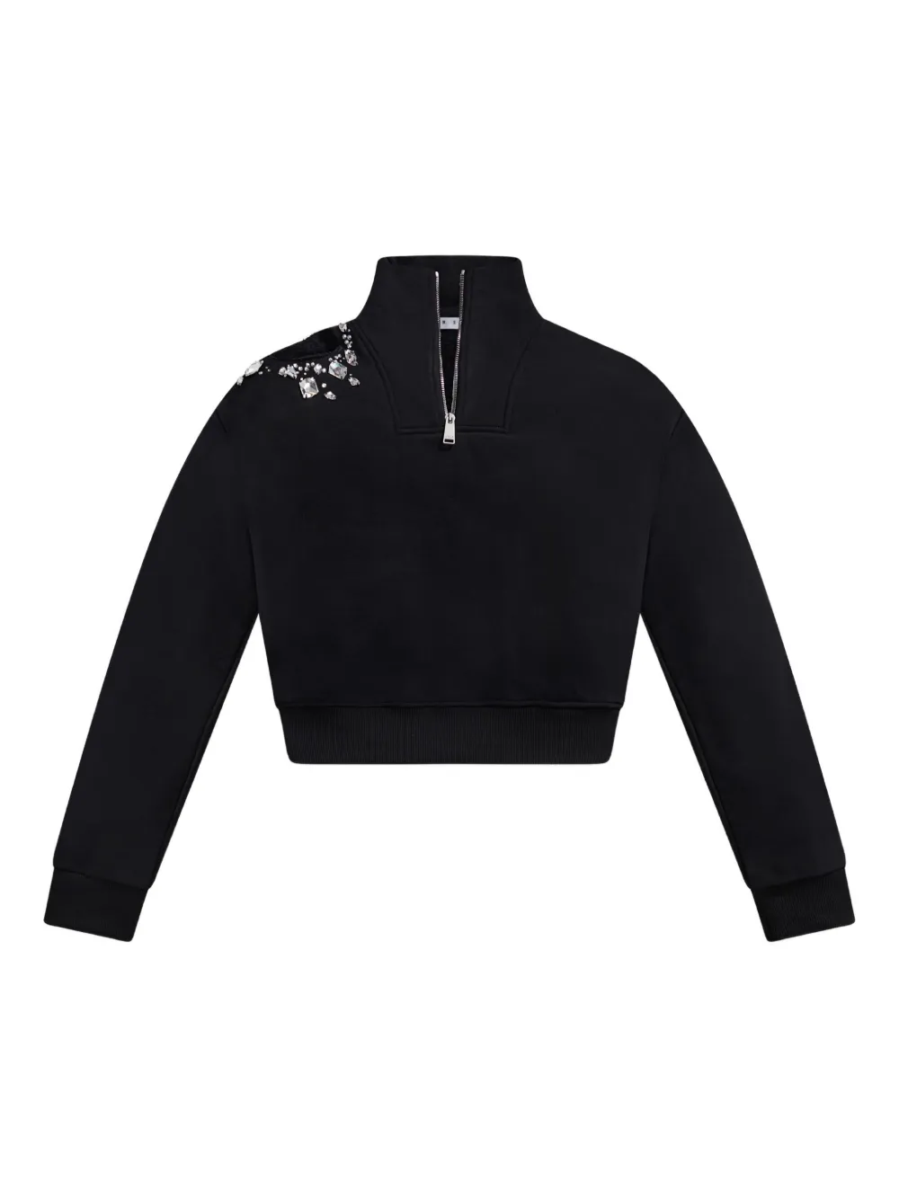 AREA crystal cut-out half-zip sweatshirt | Black | Image 1
