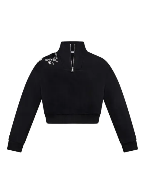 AREA crystal cut-out half-zip sweatshirt