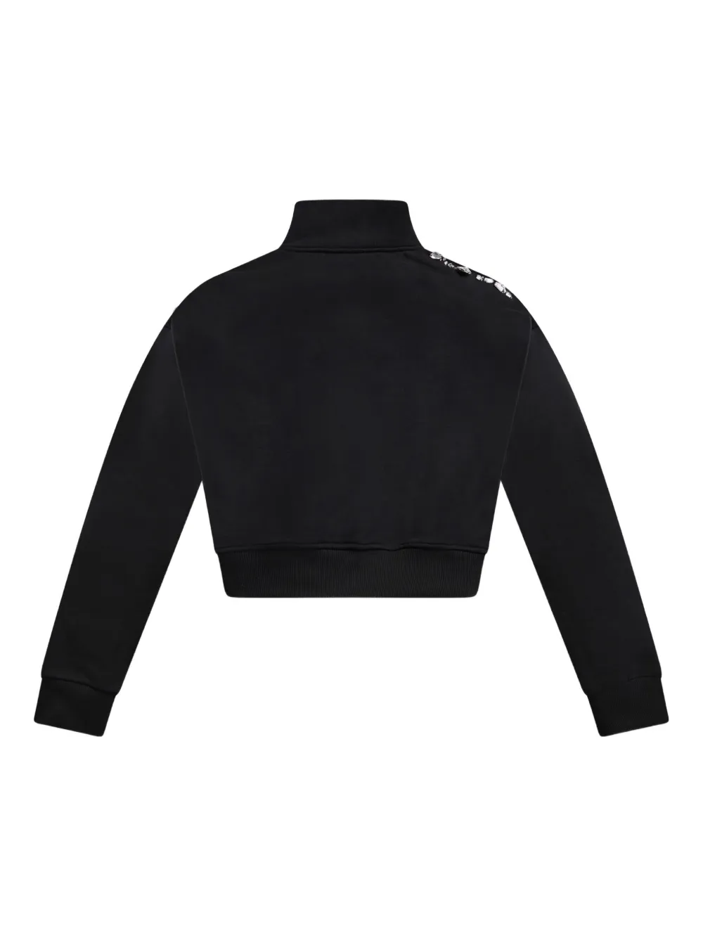 AREA Sweater met halve rits en uitgesneden kristallen Zwart