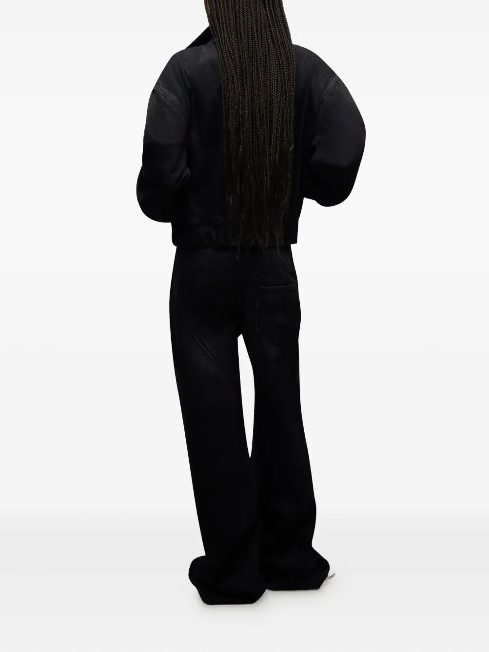 AREA Bomberjack met kristallen ketting en uitgesneden details Zwart