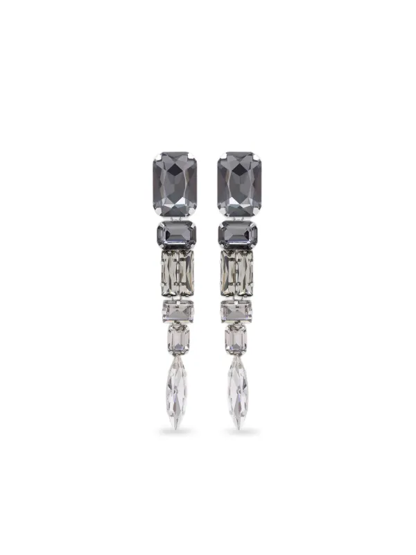 Area Crystal Drop Earrings in Grey