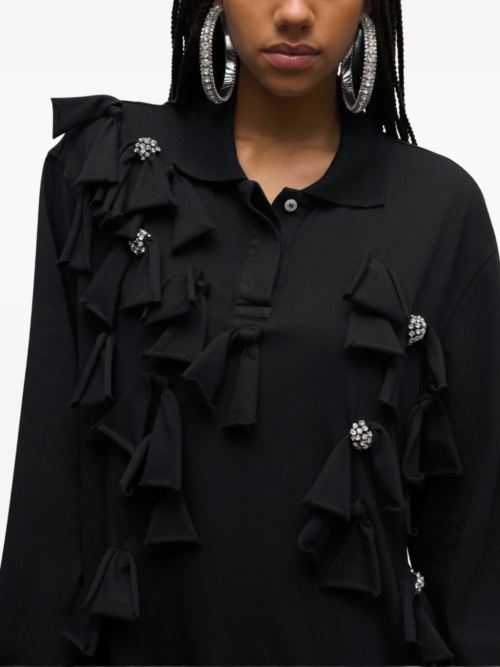 AREA Jurk met lange mouwen verfraaid met kristallen Zwart