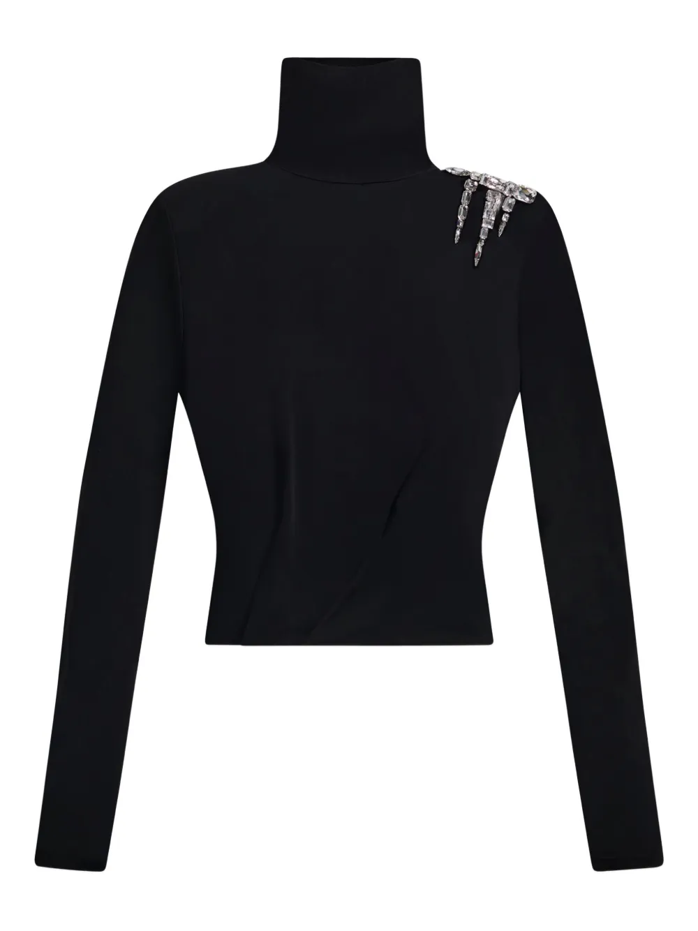 Area Crystal-cluster Draped Open-back Top In Black