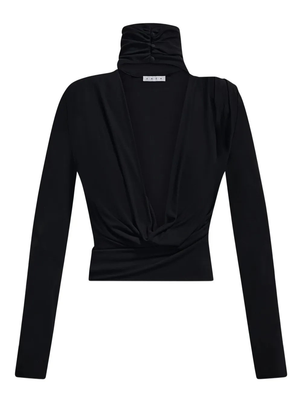 Area Crystal-cluster Draped Open-back Top In Black