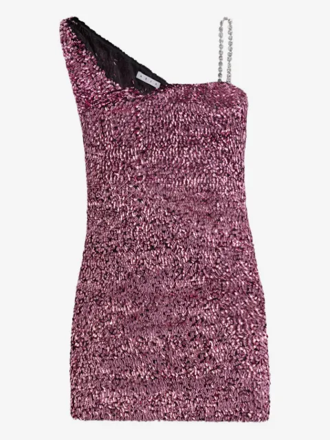 AREA crystal-strap sequin mini dress