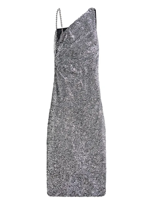 area silver dress AREA Metallic Fringe Mini Dress S