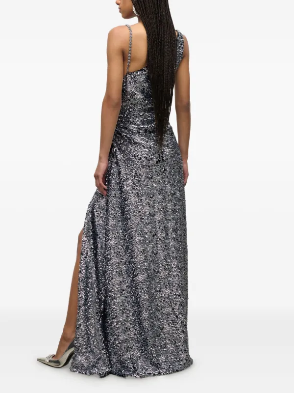 area silver dress Embellished coated minidress in metallic - Area