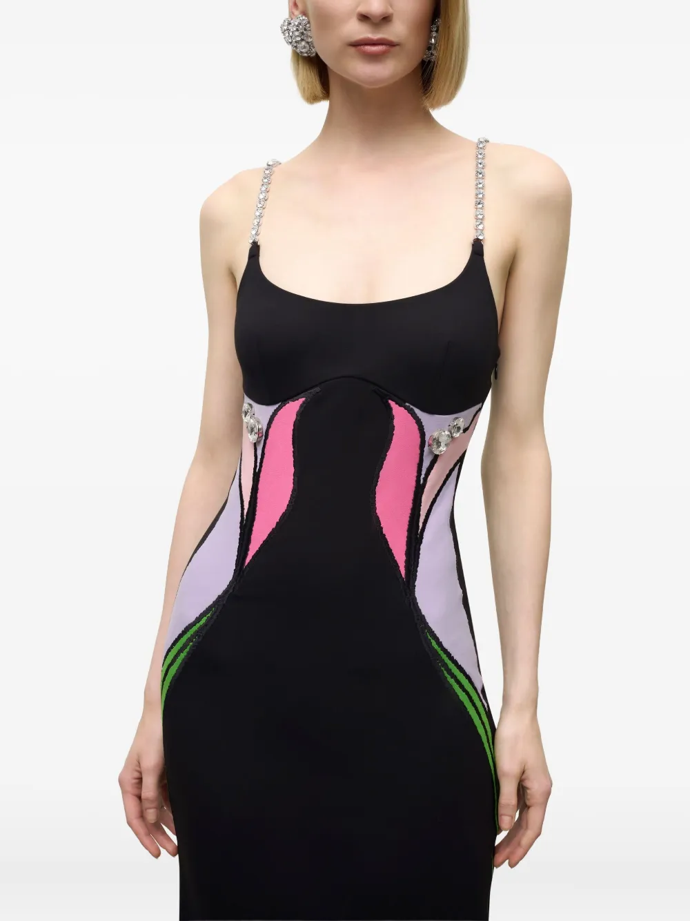 AREA Lily midi-jurk verfraaid met bloemen Zwart