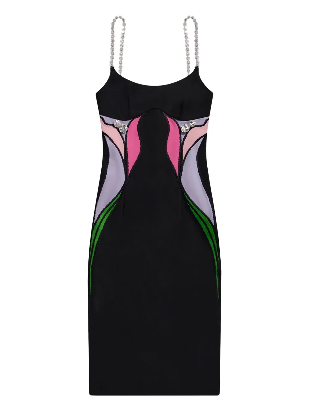 AREA Lily flower-embellished midi dress - Nero