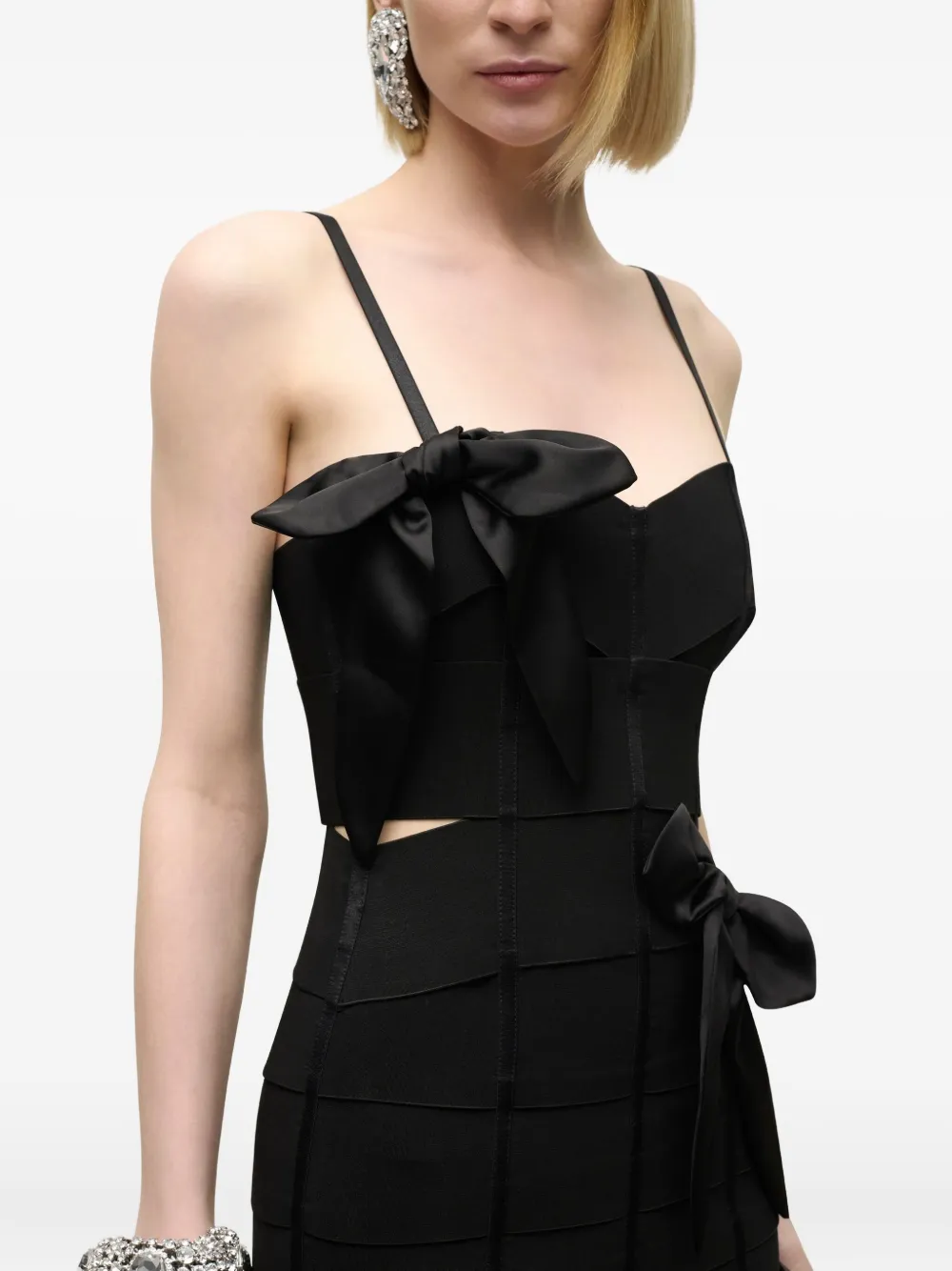 Area Bow Bandage Mini Dress In Black