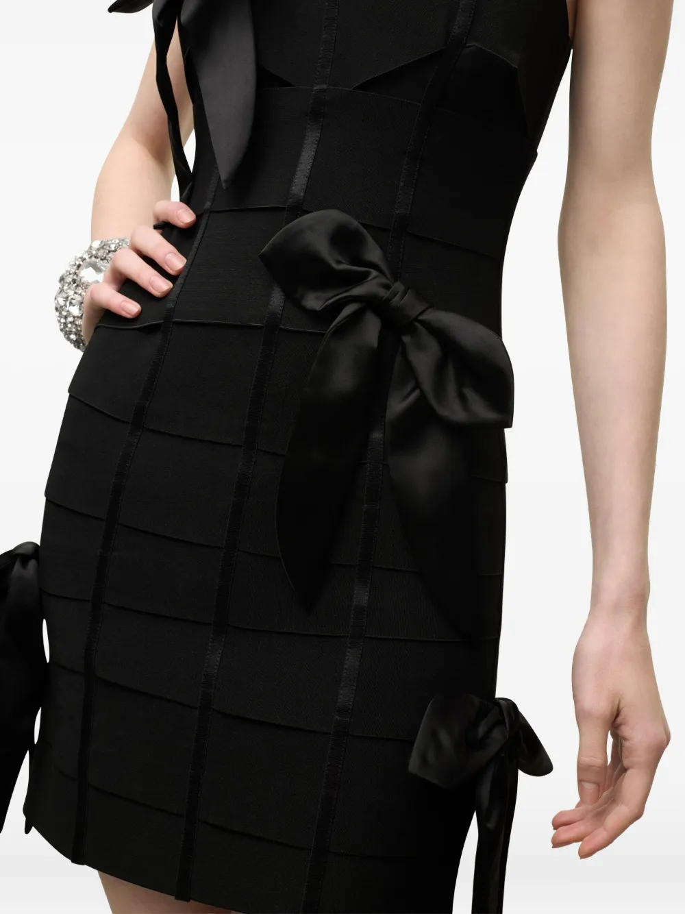 Area Bow Bandage Mini Dress In Black