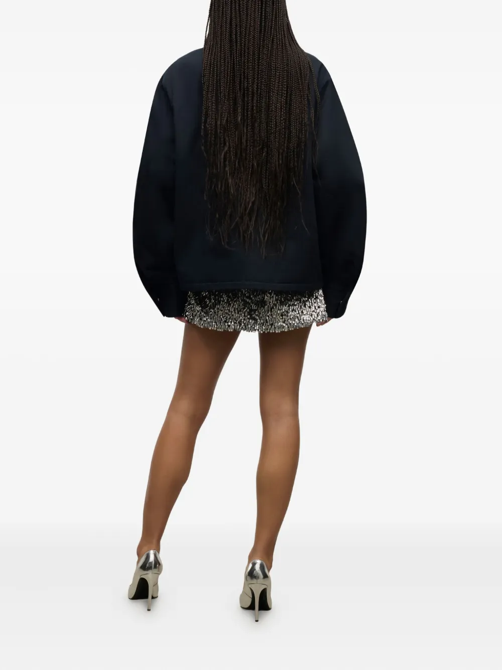 AREA Cargo jack met geborduurde bloem Blauw