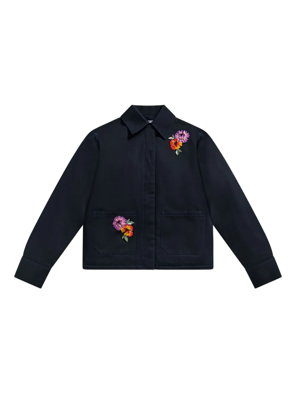 AREA embroidered-flower cargo jacket - Blu
