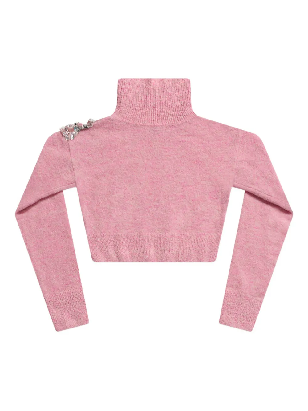 Area Crystal-cluster Flower Turtleneck Sweater In Pink