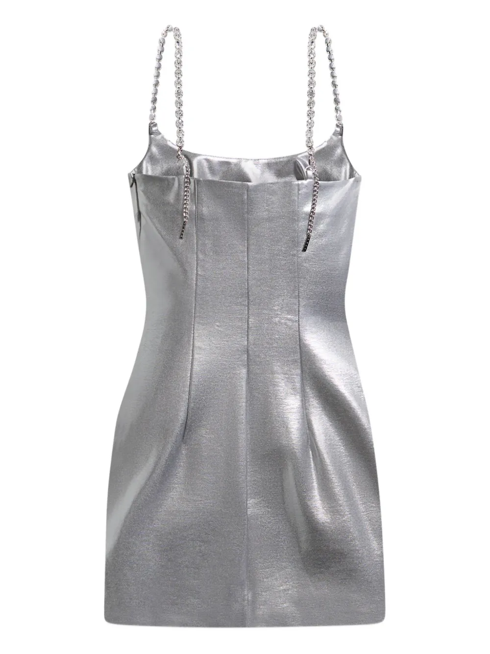 Area Crystal-strap Metallic Mini Dress In Gray