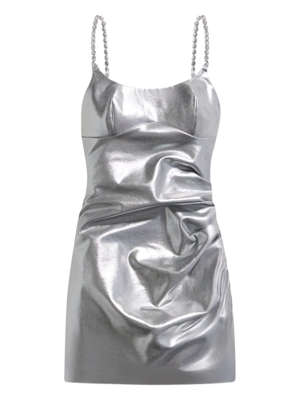 Area Crystal-strap Metallic Mini Dress In Gray