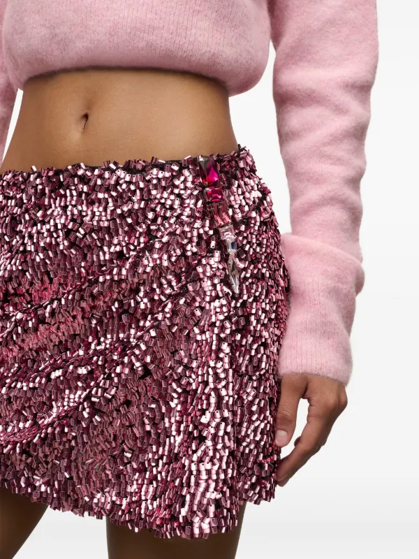 AREA Crystal Sequin Mini Skirt | Pink | FARFETCH