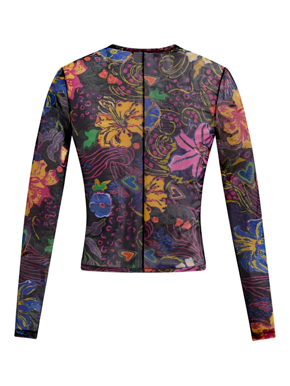 Area Hotfix Printed Tulle Long Sleeve Top In Multi