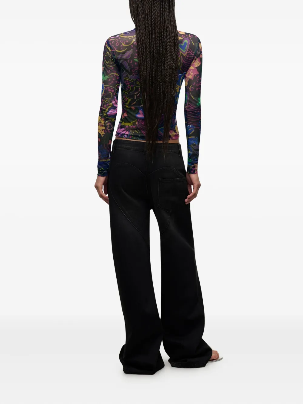 Area Hotfix Printed Tulle Long Sleeve Top In Multi
