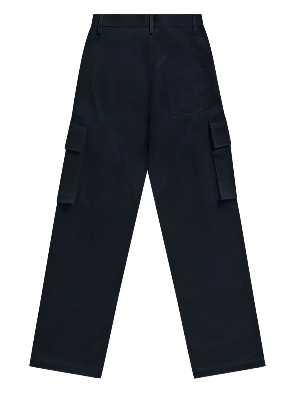 Area Embroidered-flower Cargo Trousers In Blue