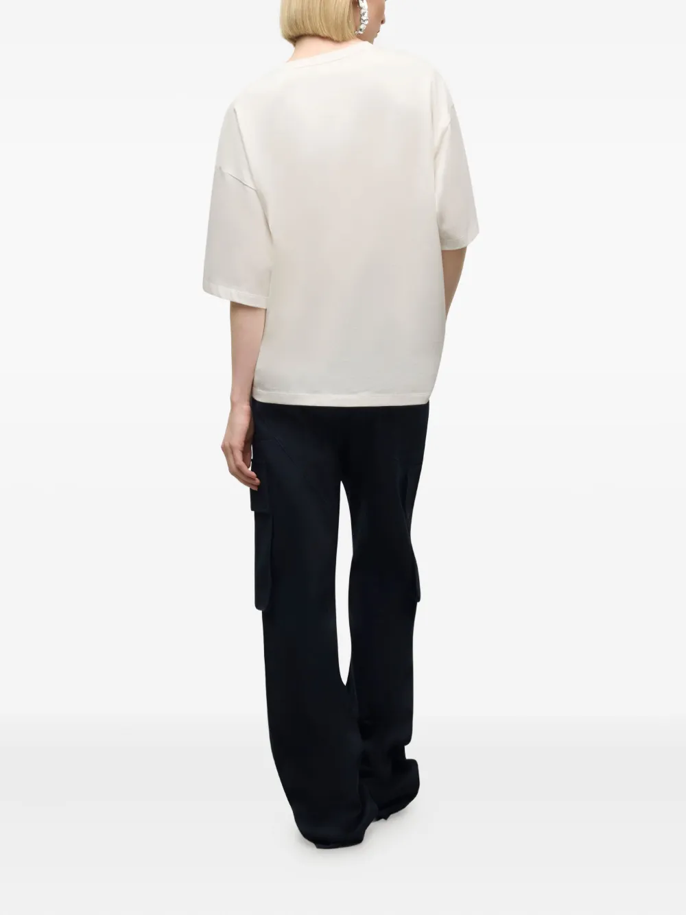 Area Embroidered-flower Cargo Trousers In Blue