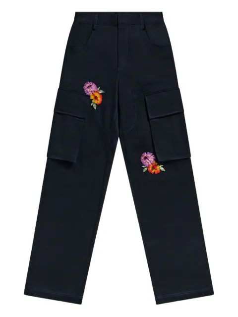 AREA embroidered-flower cargo trousers