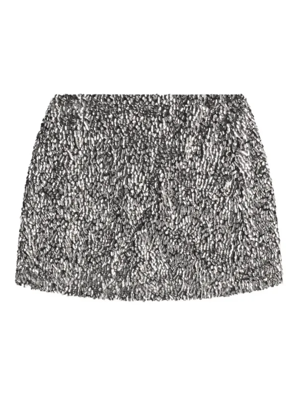 Area Crysta- Cluster Sequin Mini Skirt in Silver