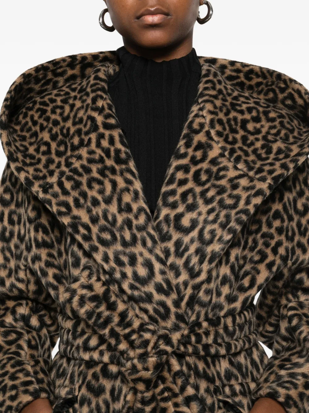 Tagliatore Jas met dierenpatroon en ceintuur Bruin