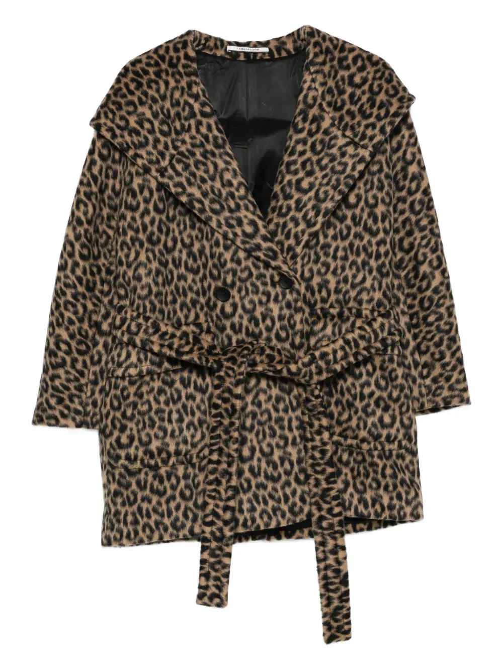 Tagliatore belted animal-pattern coat | Brown | Image 1
