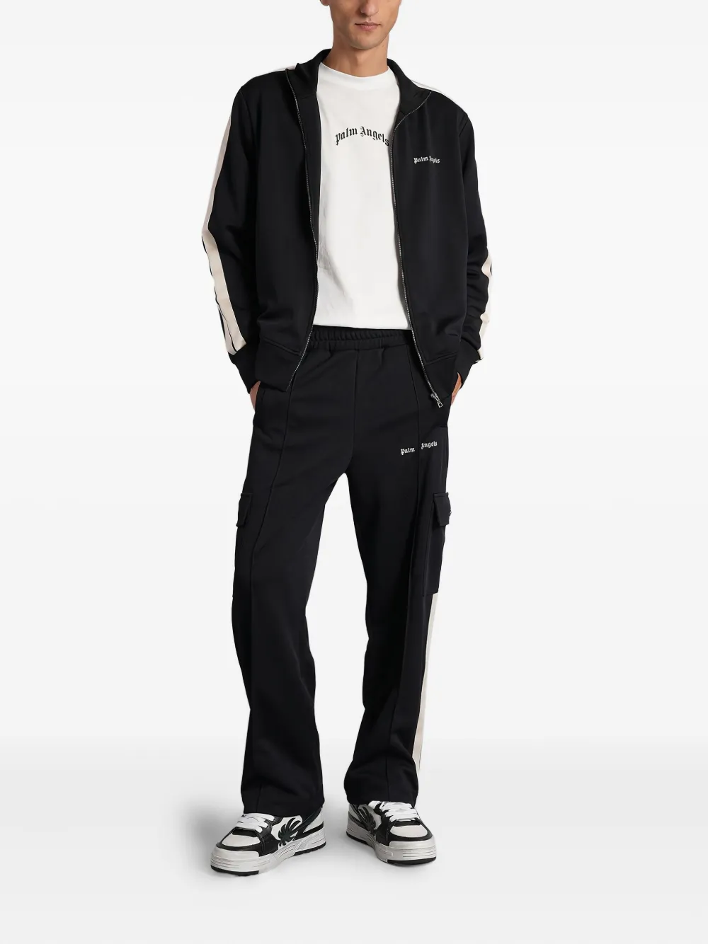 Palm Angels stripe-detailing cargo trousers - Zwart