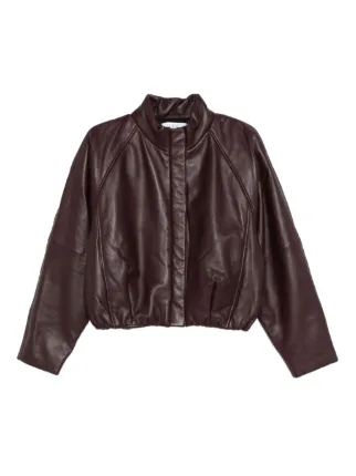 IRO raglan-sleeve Leather Jacket | Brown | FARFETCH