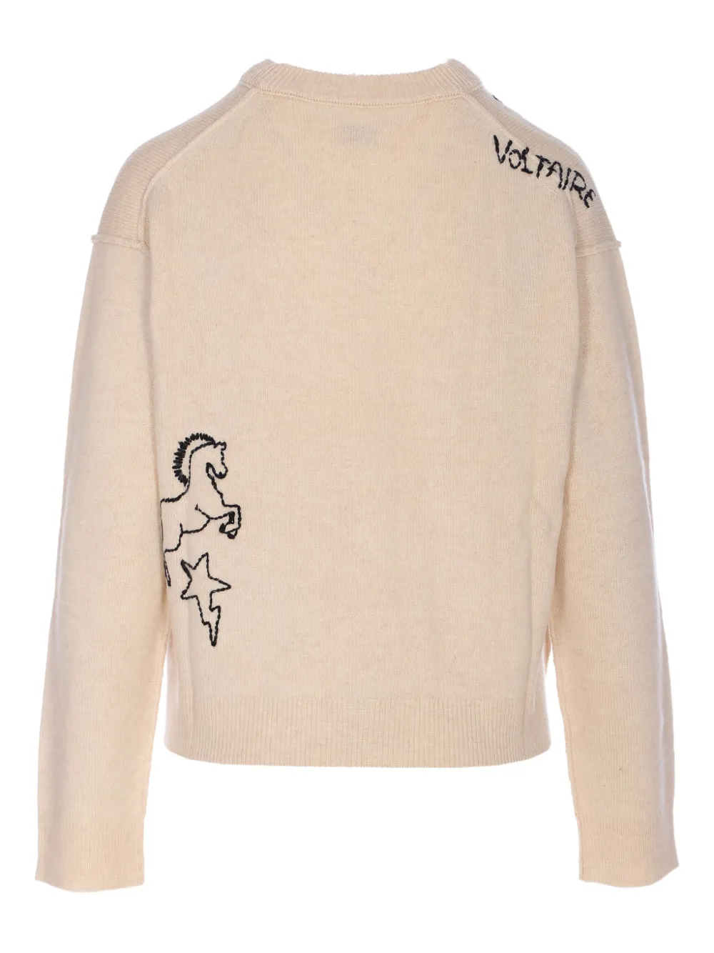 Zadig & Voltaire Crew Neck Knitwear With Long Sleeves And Embroidery In Neutral