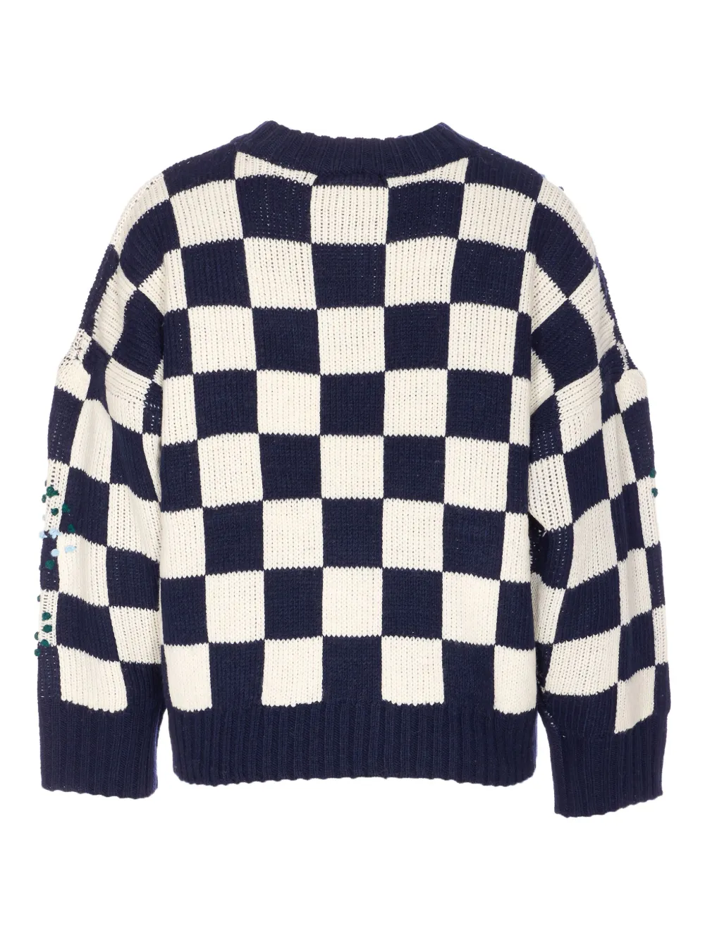 Essentiel Antwerp Embroidered Check Sweater In Blue