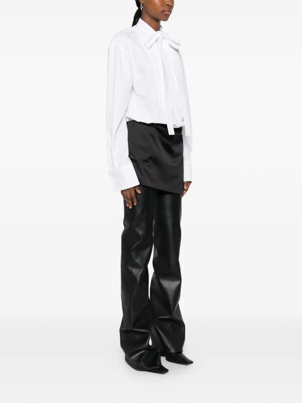 The Attico Mini-jurk met gestrikte hals Wit