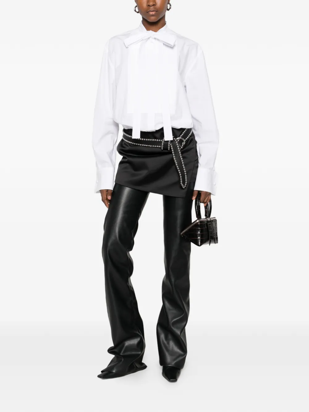 The Attico neck-tie mini dress - Wit