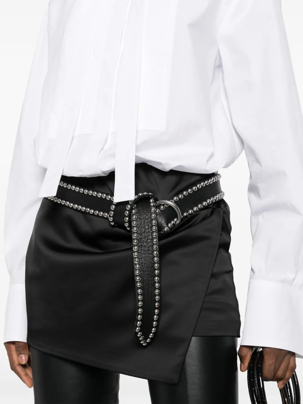 The Attico Mini-jurk met gestrikte hals Wit