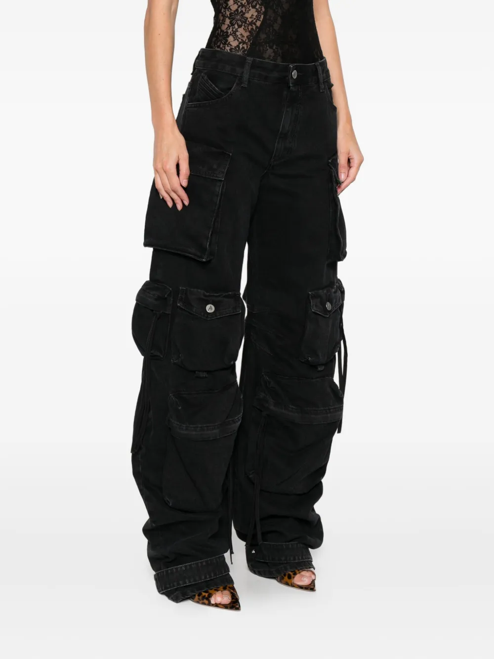 The Attico Jeans met cargo zakken Zwart