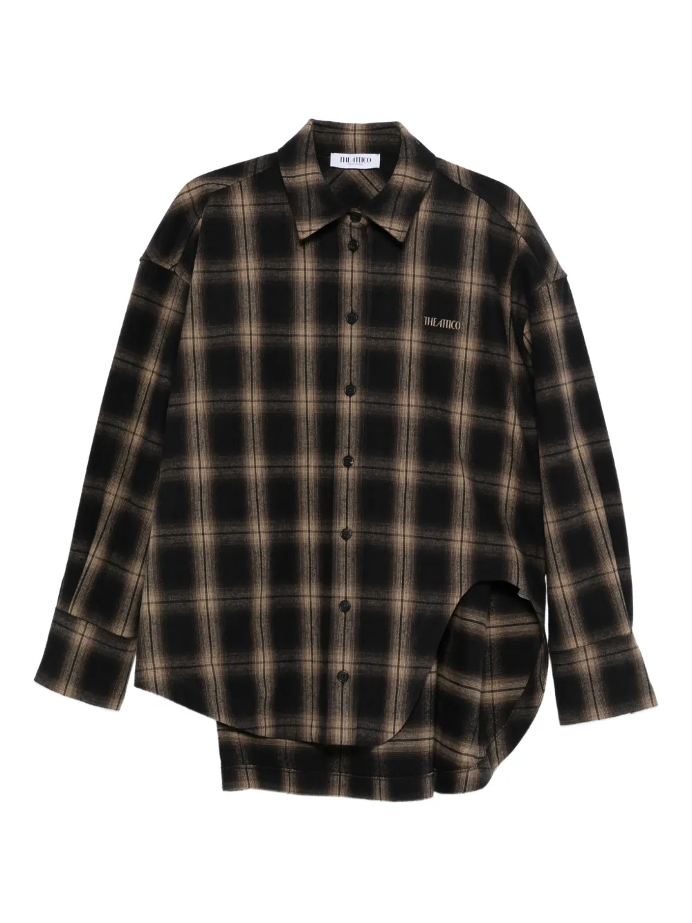 The Attico Diana checked long-sleeve shirt - Nero