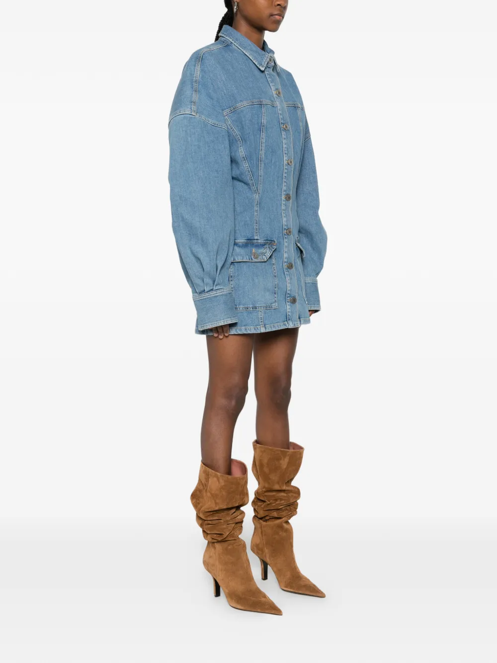 The Attico Mini-jurk met knopen Blauw