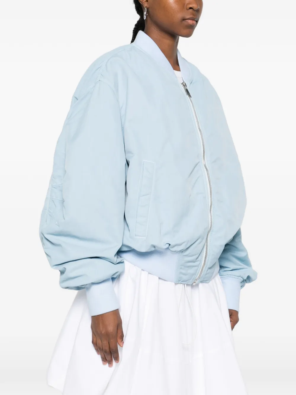  The Attico Anja Zip Bomber Jacket - Blue 