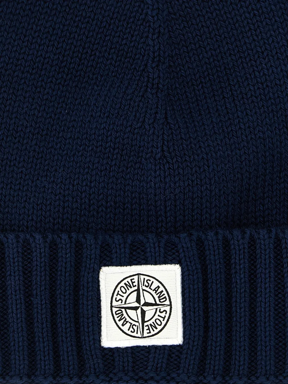 Stone Island Junior Geribbelde muts met logopatch Blauw