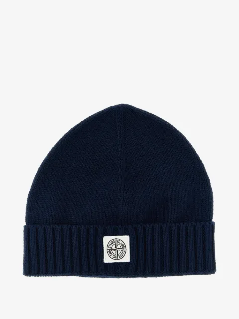 Stone Island Junior logo-patch ribbed beanie