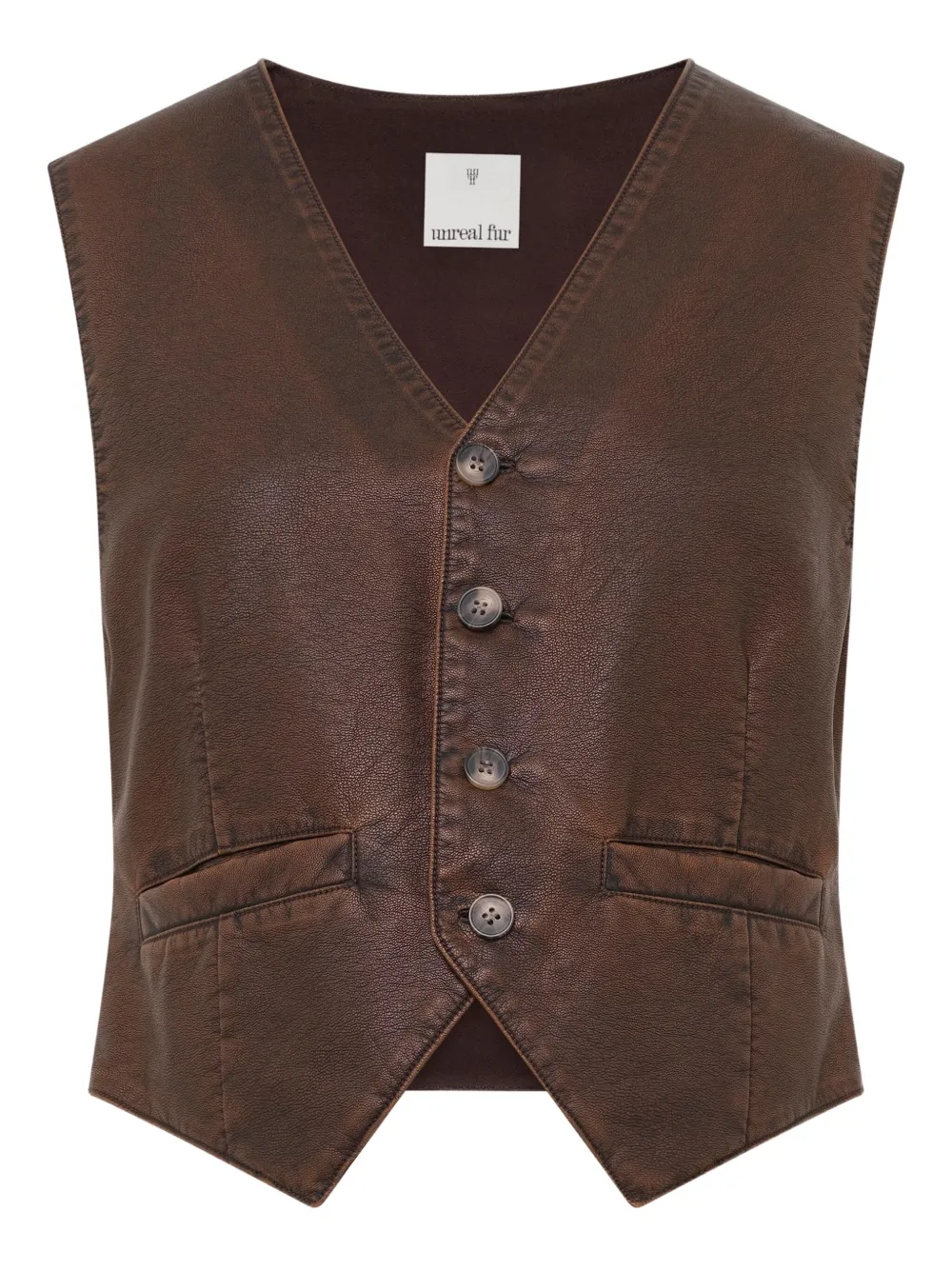 Unreal Fur Win Win Buttoned Waistcoat In Brown